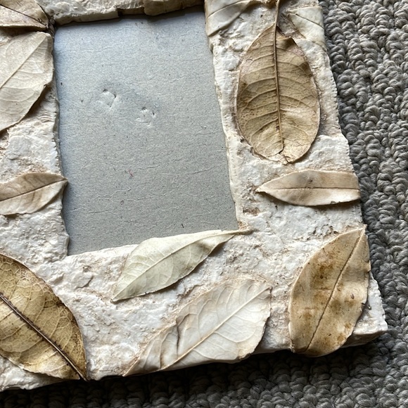 Beautiful Vintage Paper Mache Natural Dried Leaf Border Photo Frame In Cream/Tan - Picture 3 of 7